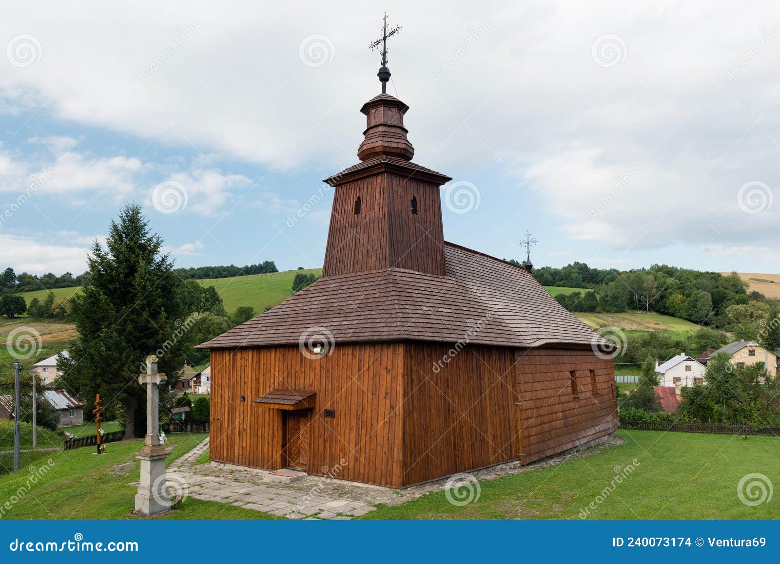 wooden church of st lucas the evangelist in a village krive, slovakia