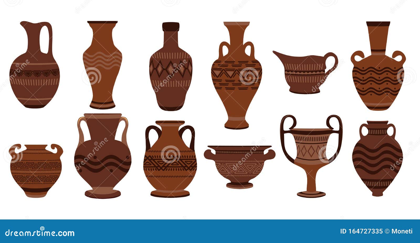 Greek Clay Pots. Illustration of Clay Roman Traditional Vase Stock ...