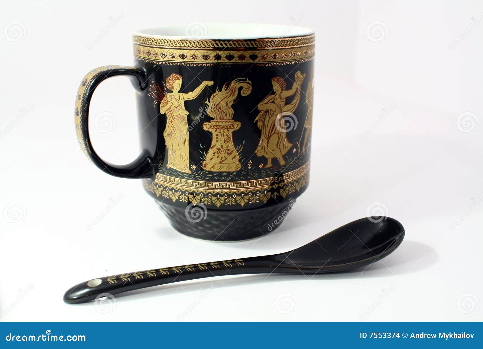 The Greek cup with spoon stock photo. Image of ornament 7553374