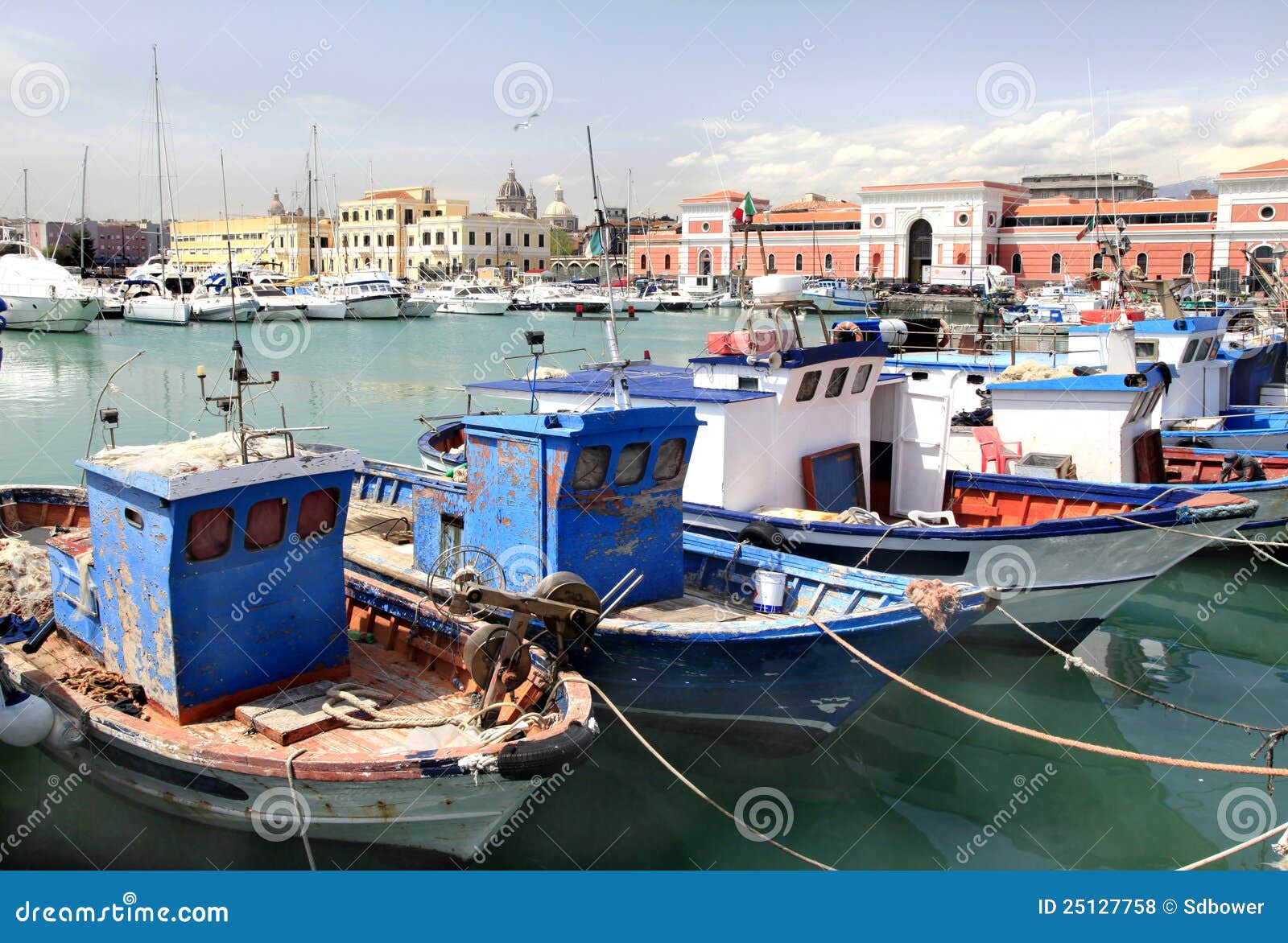 Greek Fishing Boats, Catania, Sicily Stock Photo - Image 
