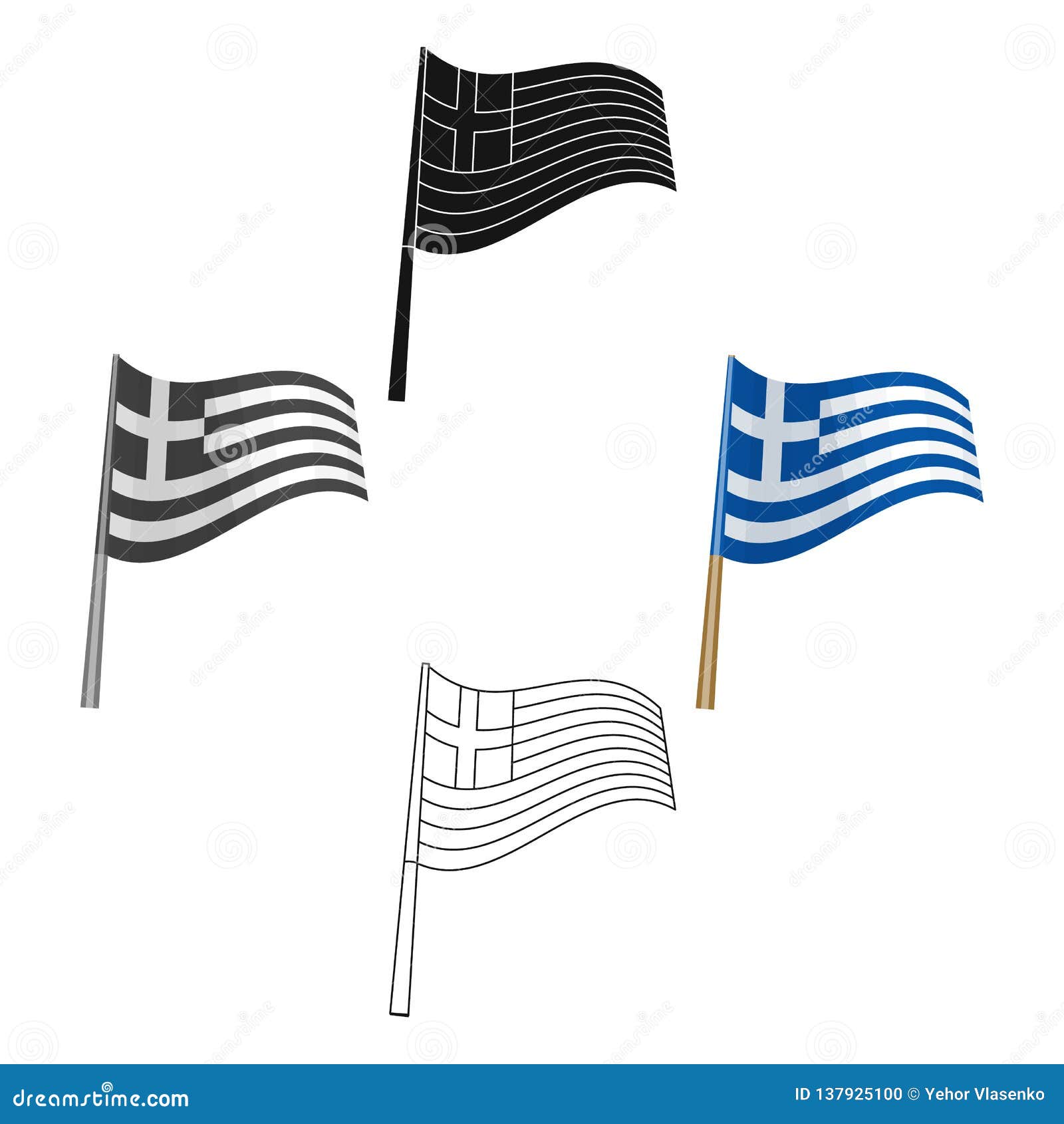 Download Greek Flag Icon In Cartoon Style Isolated On White ...