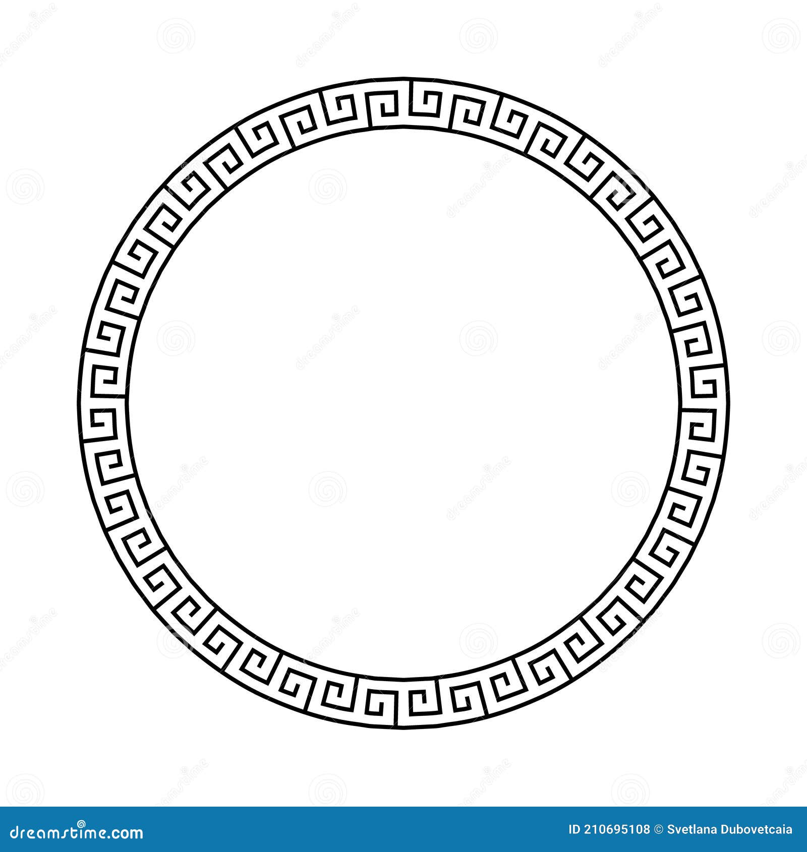 Greek Circle Pattern Border. Vector Round Greek Frame Ornament Ancient ...