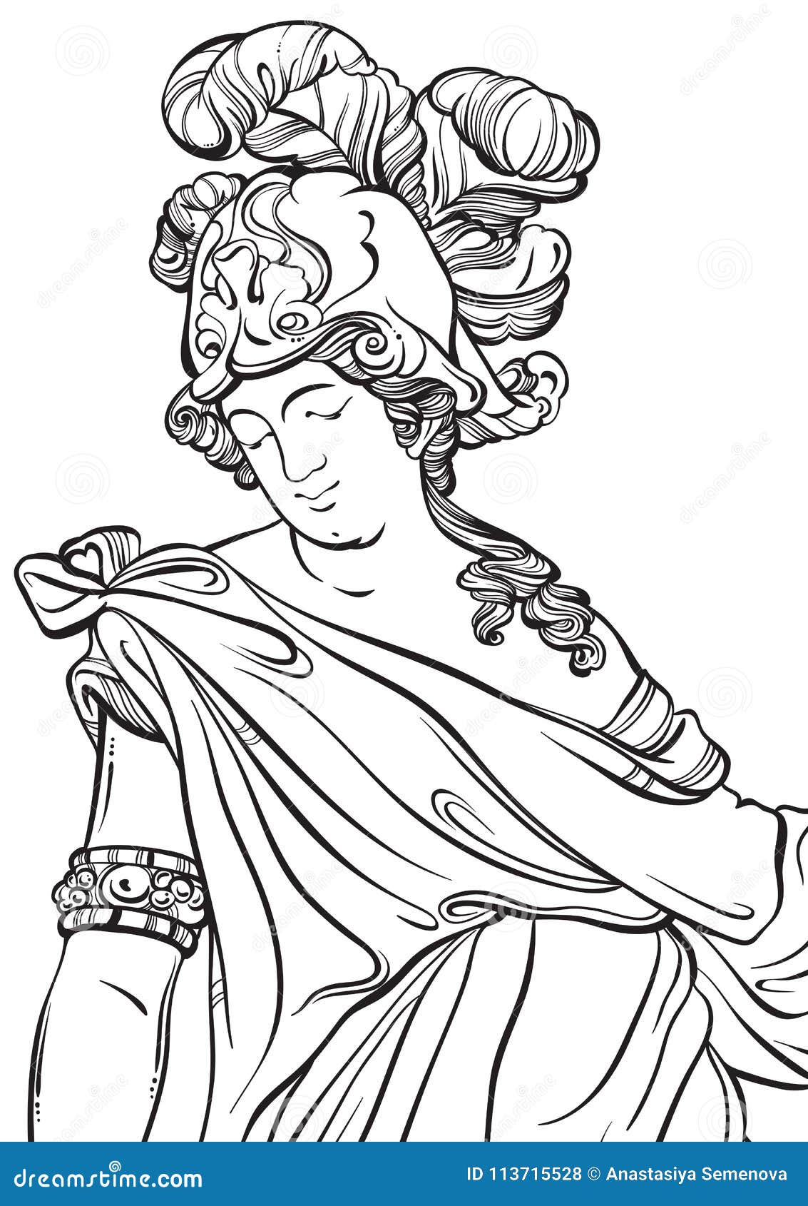 greek god in line style. great template for coloring book page. classicism. ancient greece. myths and legends.