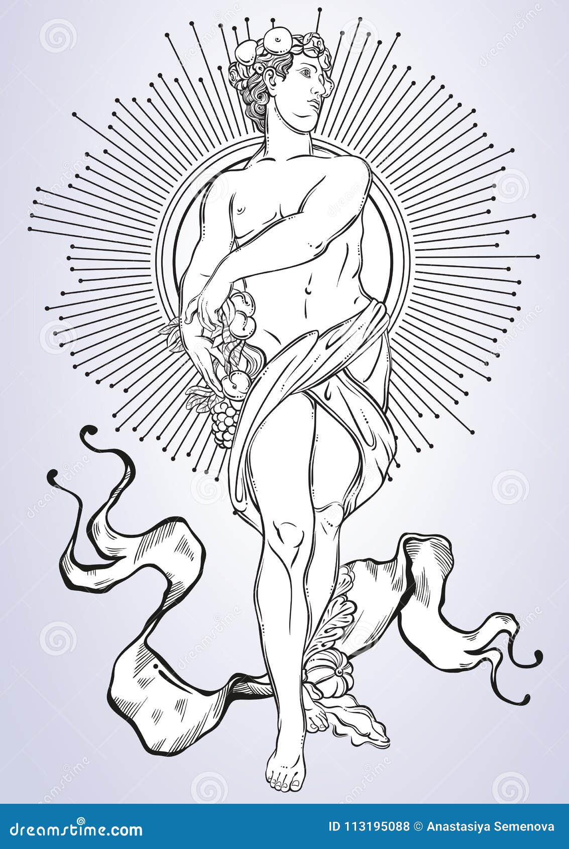 greek god, the mythological hero of ancient greece. hand-drawn beautiful  artwork . classicism. myths and legends. t
