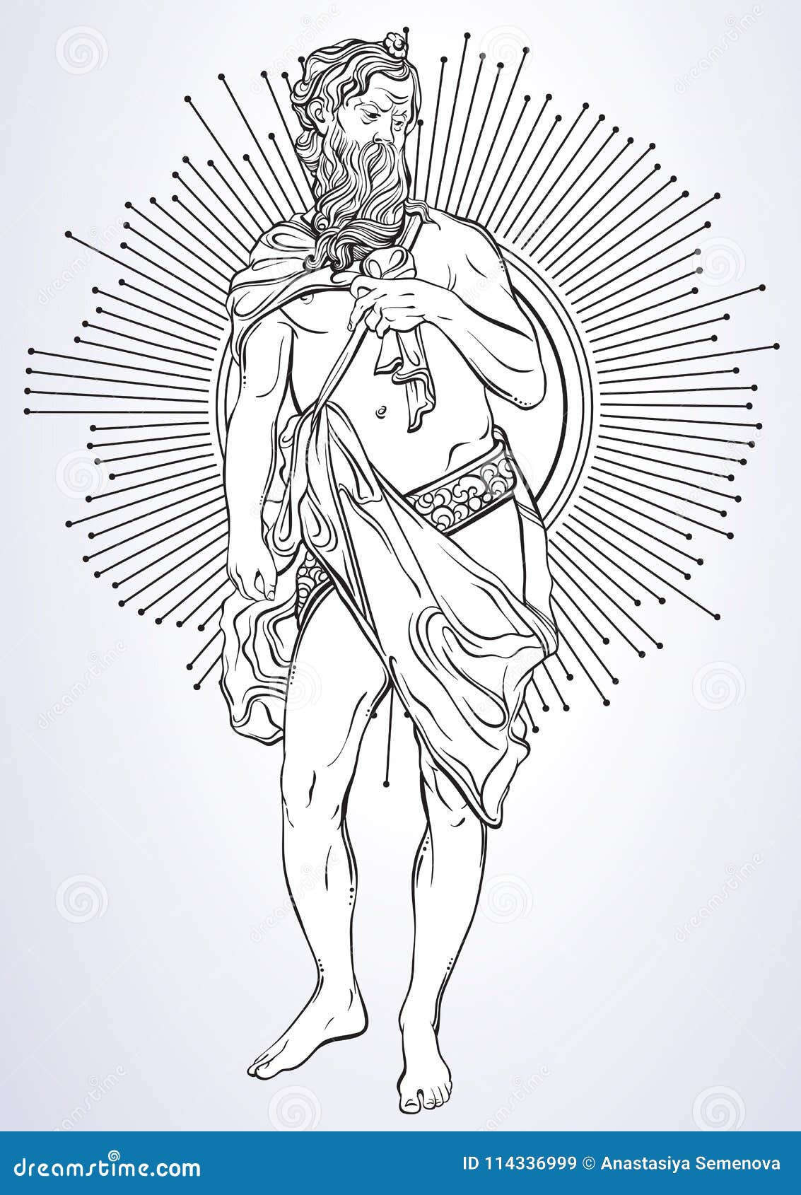 greek god, the mythological hero of ancient greece. hand-drawn beautiful  artwork . classicism. myths and legends.