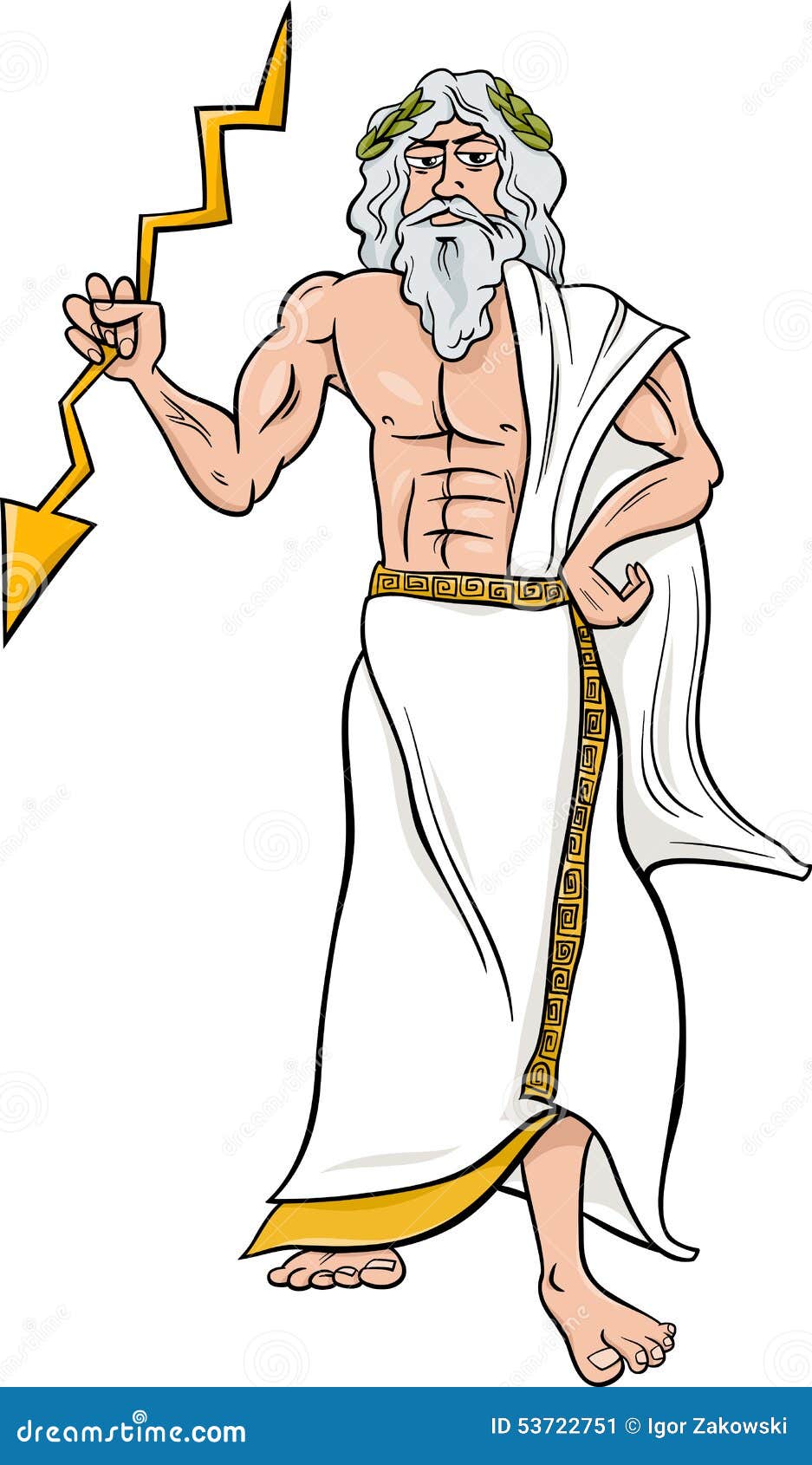 Greek God Zeus Cartoon Illustration Stock Vector - Illustration of