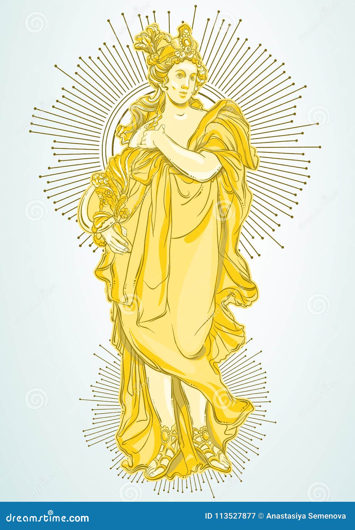 greek goddess, the mythological heroine of ancient greece. hand-drawn beautiful  artwork . classicism.