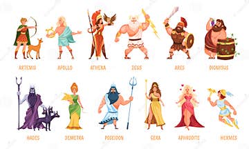 Greek Gods Pantheon. Mythological Olympian Gods, Ancient Greece ...