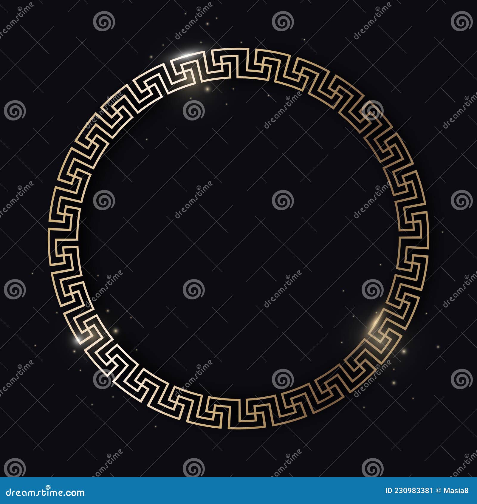 Greek Gold Frame on a Black Background, Vector Stock Vector ...