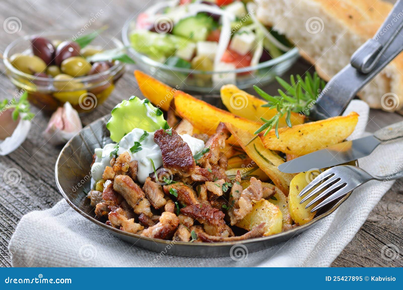 Greek gyros stock image. Image of gyros, olives, greece 25427895