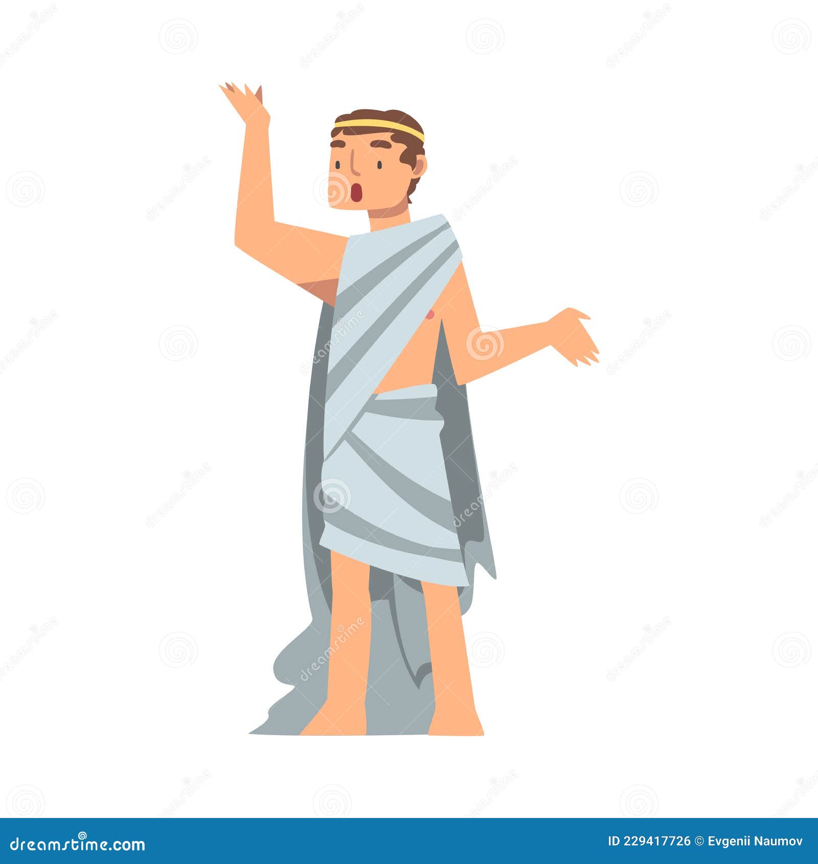 Greek or Hellene Man Character in Ethnic Chiton Clothing Vector ...