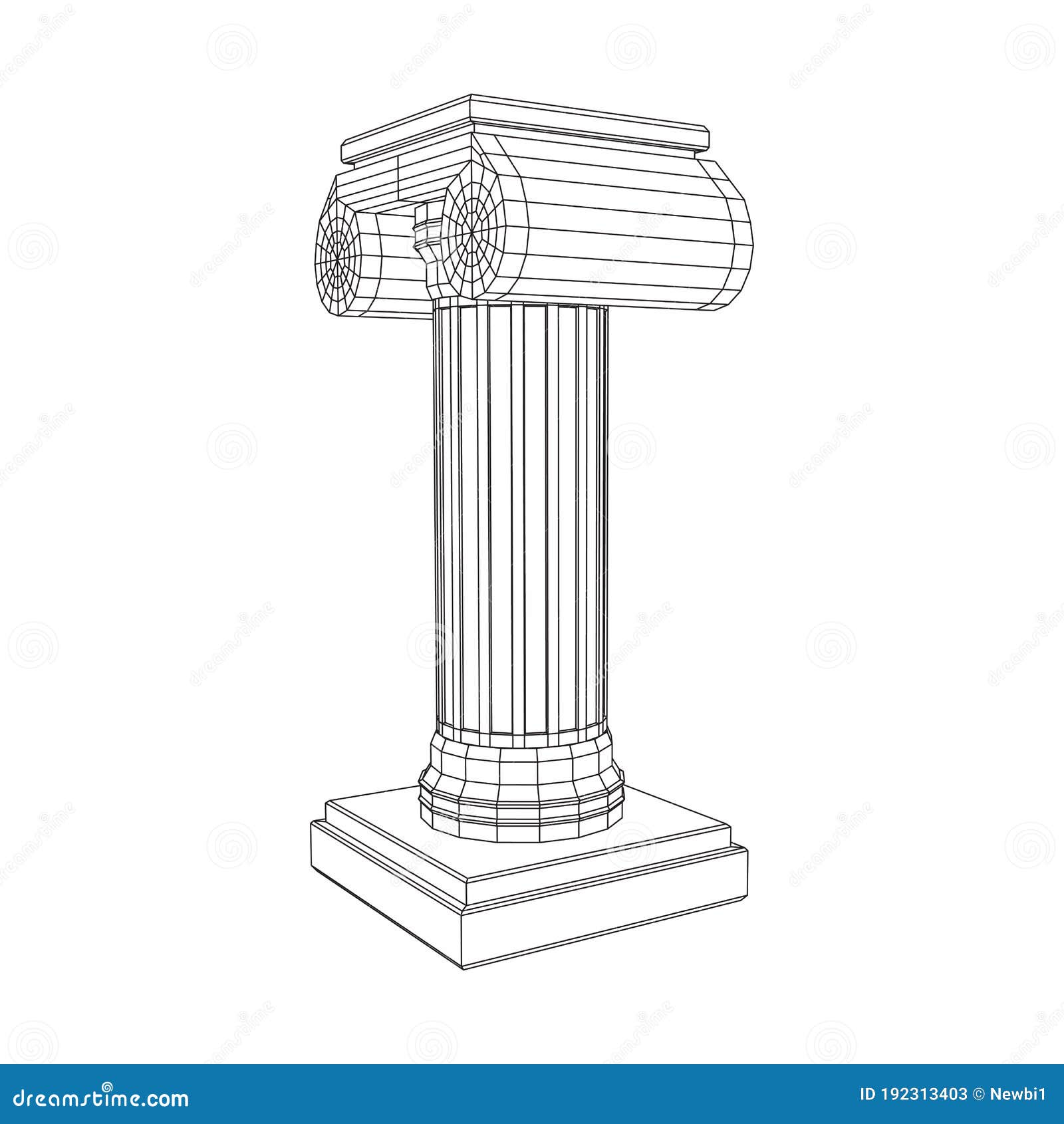 Greek Ionic Column. Ancient Pillars. Cartoon Vector