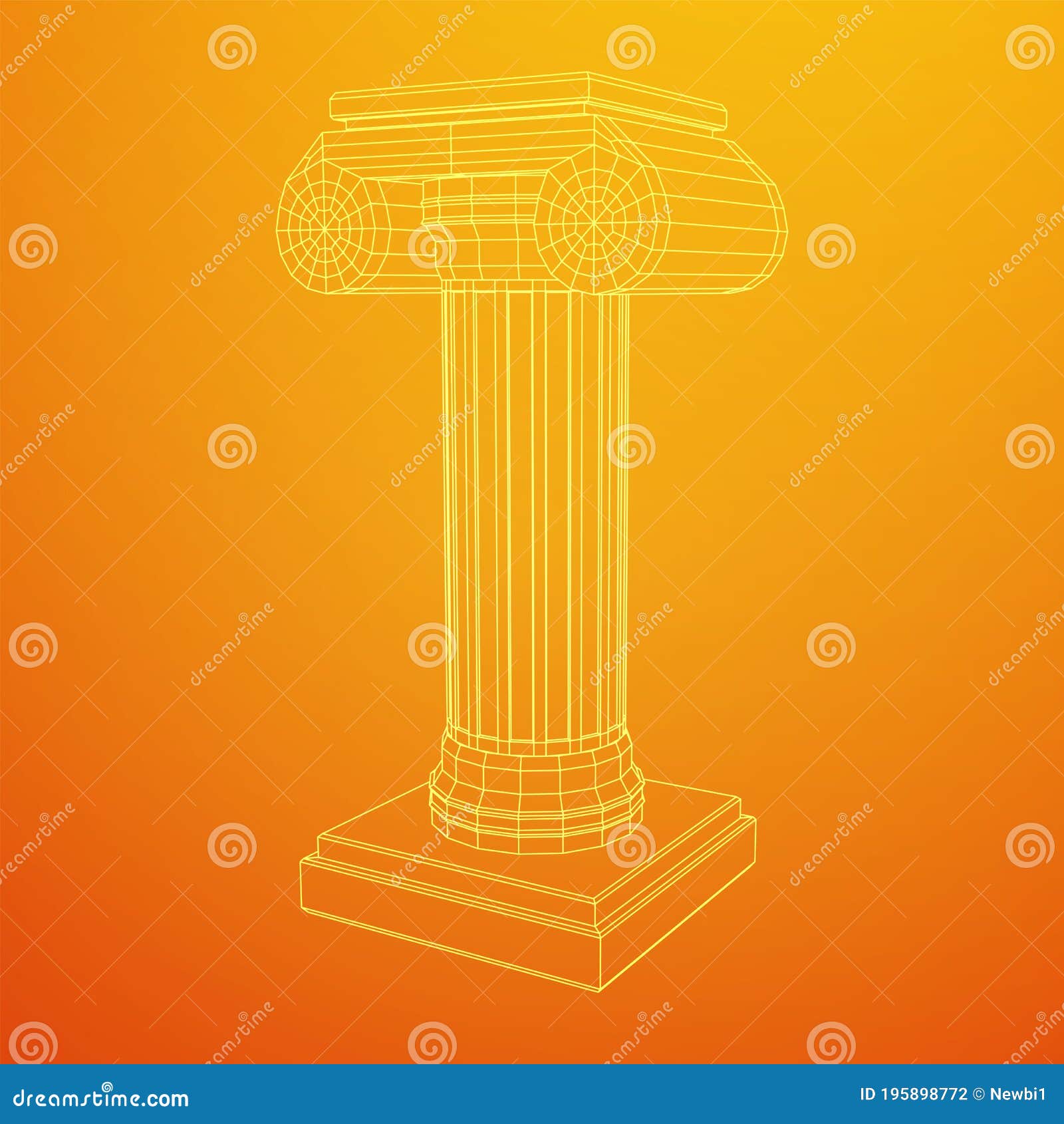 Greek Ionic Column. Ancient Pillars. Cartoon Vector