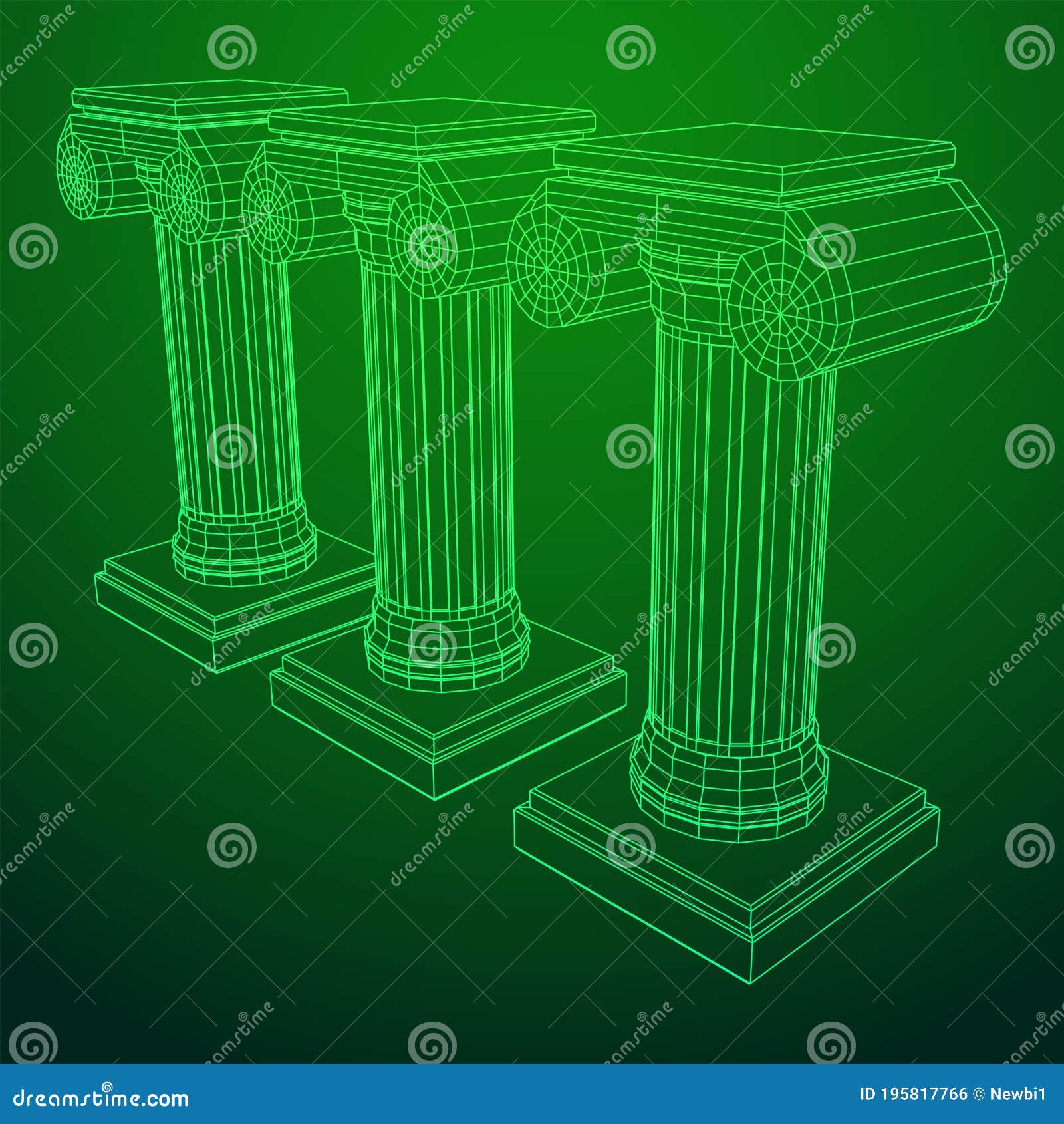Greek Ionic Column. Ancient Pillars Cartoon Vector