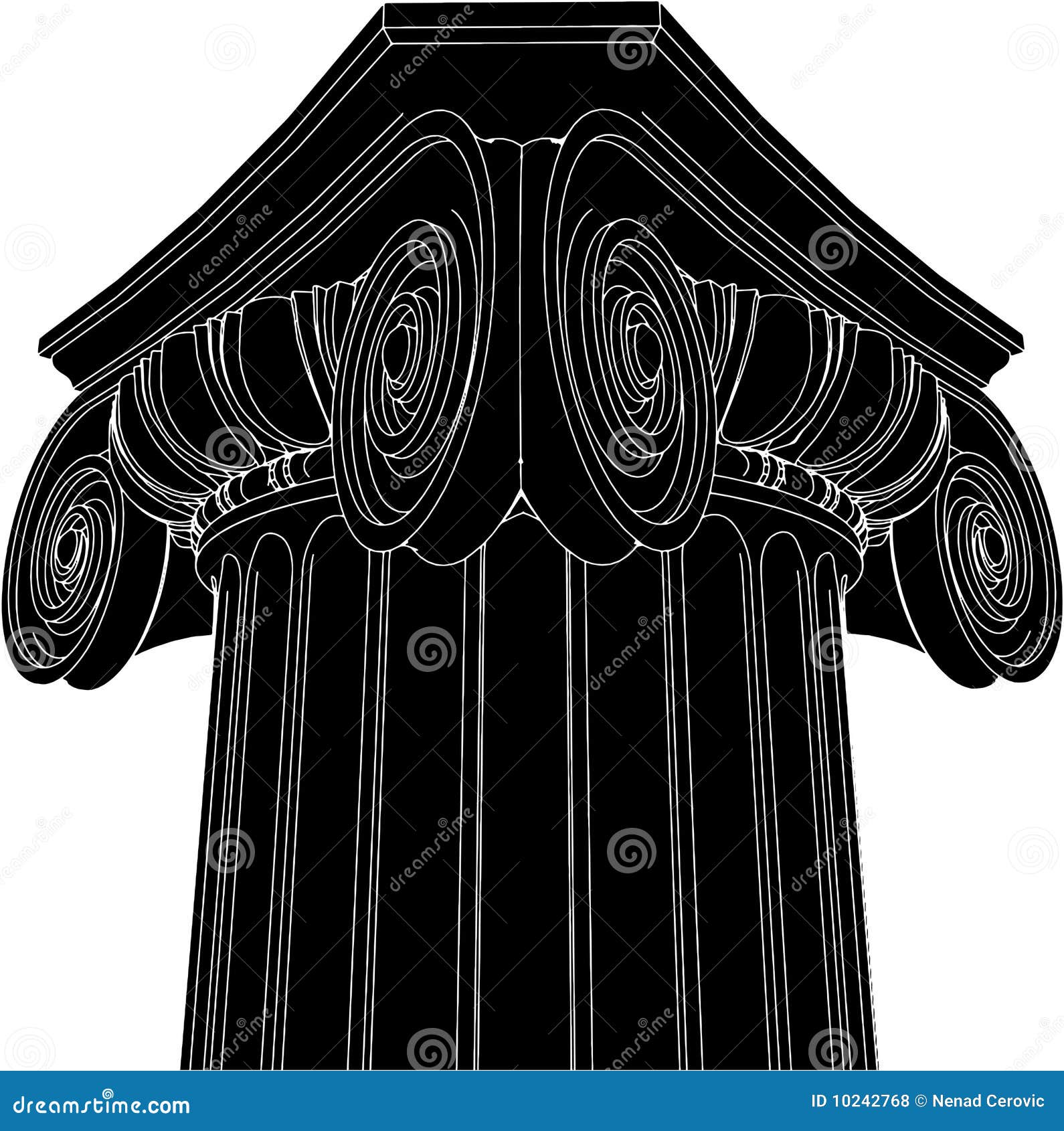 Greek Ionic Column. Ancient Pillars. Cartoon Vector