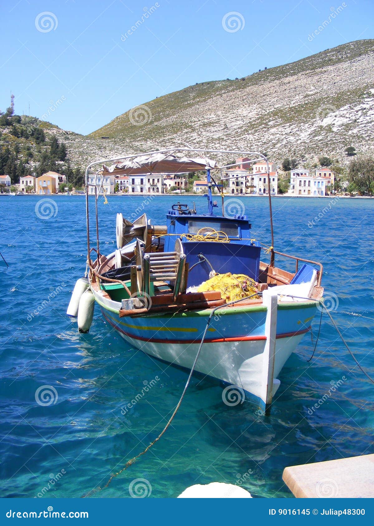 Greek Island Fishing Boat stock image. Image of color 