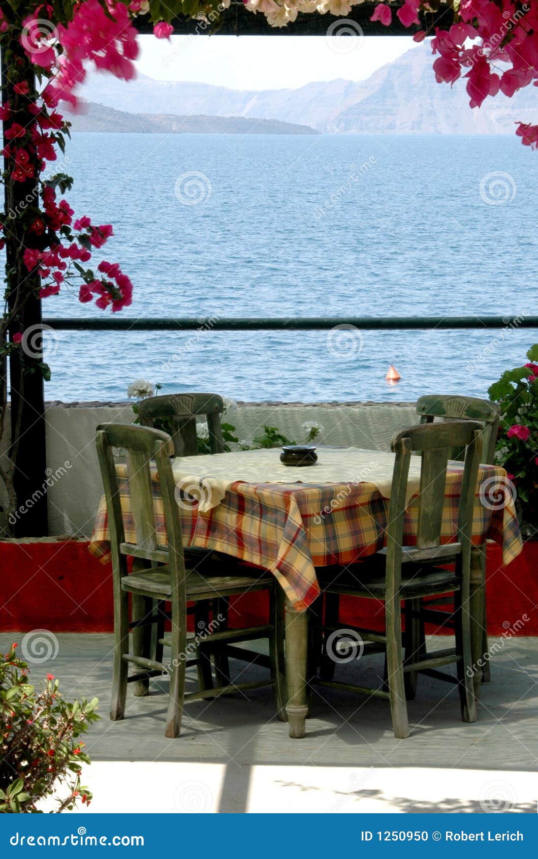 greek island taverna scene santorini