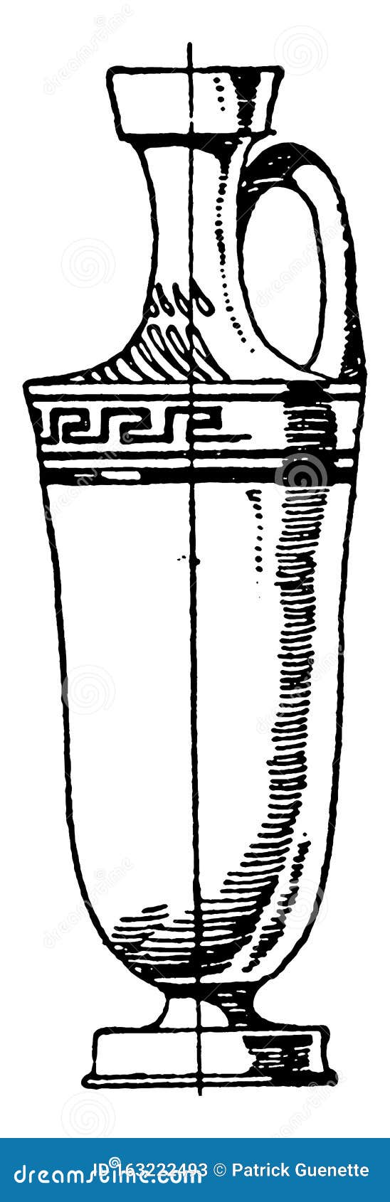 greek lekythos is made of red clay, vintage engraving