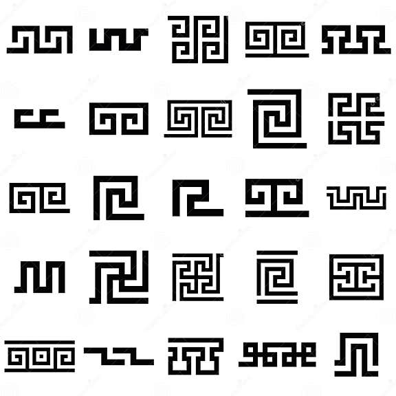 Greek Motives Vector Symbols Set. Greek Key Collection Stock Vector ...