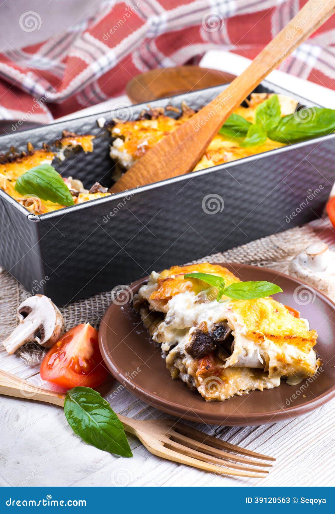 Greek Moussaka with Mushrooms Stock Image - Image of baked, meat: 39120563