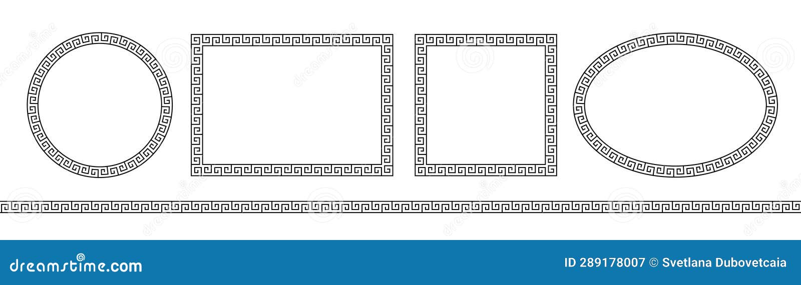 greek pattern. roman ellipse frame. outline greece border  on white background. round greec boarder  prints