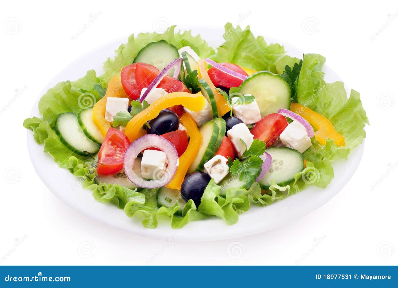 Greek salad stock image. Image of colour, leaf, diet 18977531