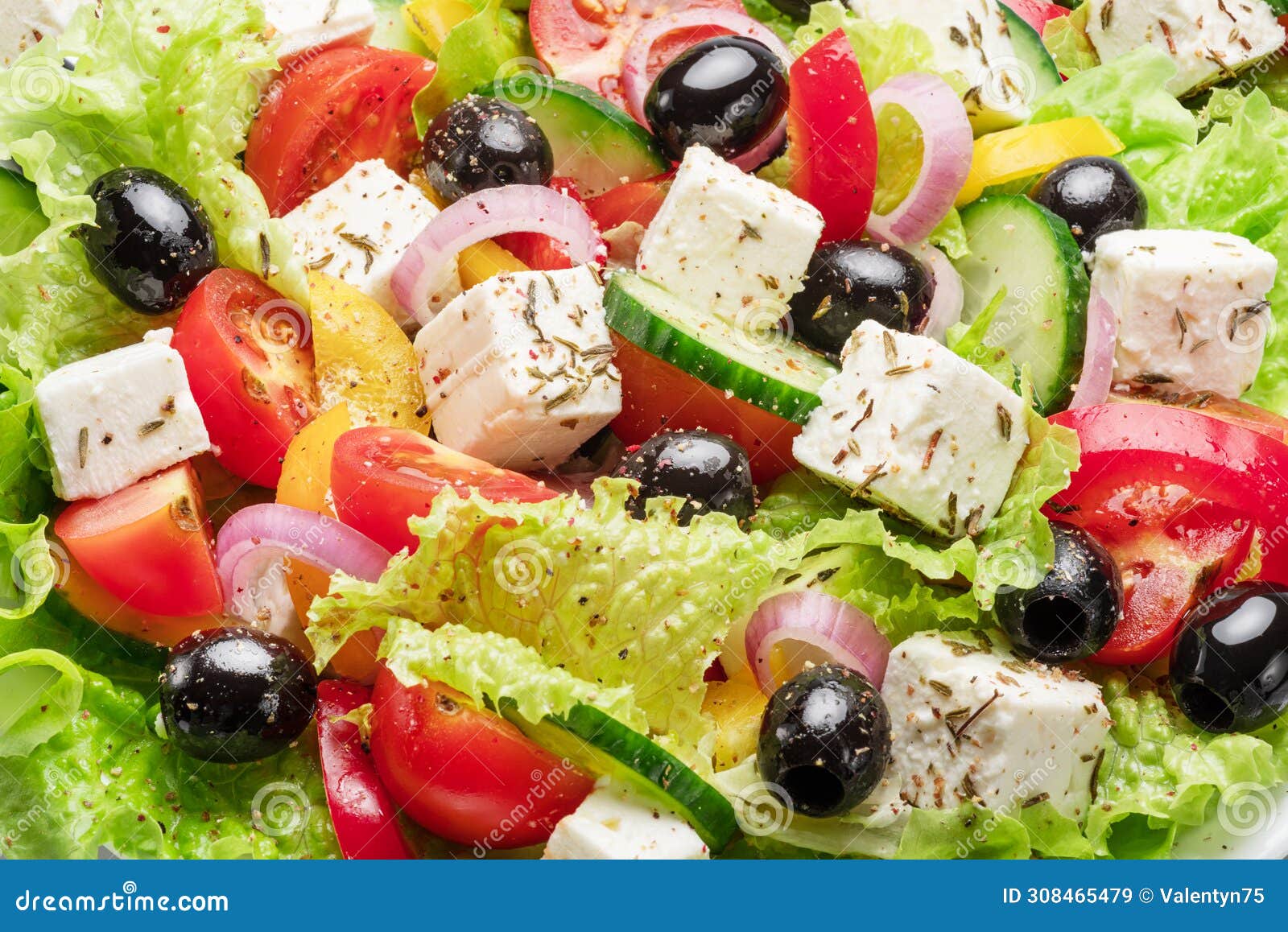 greek salad ingredients close up. tasty food background