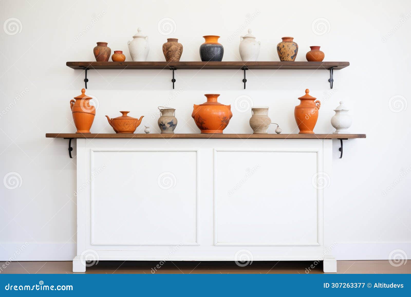 Greek Urns on a Shelf Against a White Wall Stock Image Image of shelf, ceramic 307263377