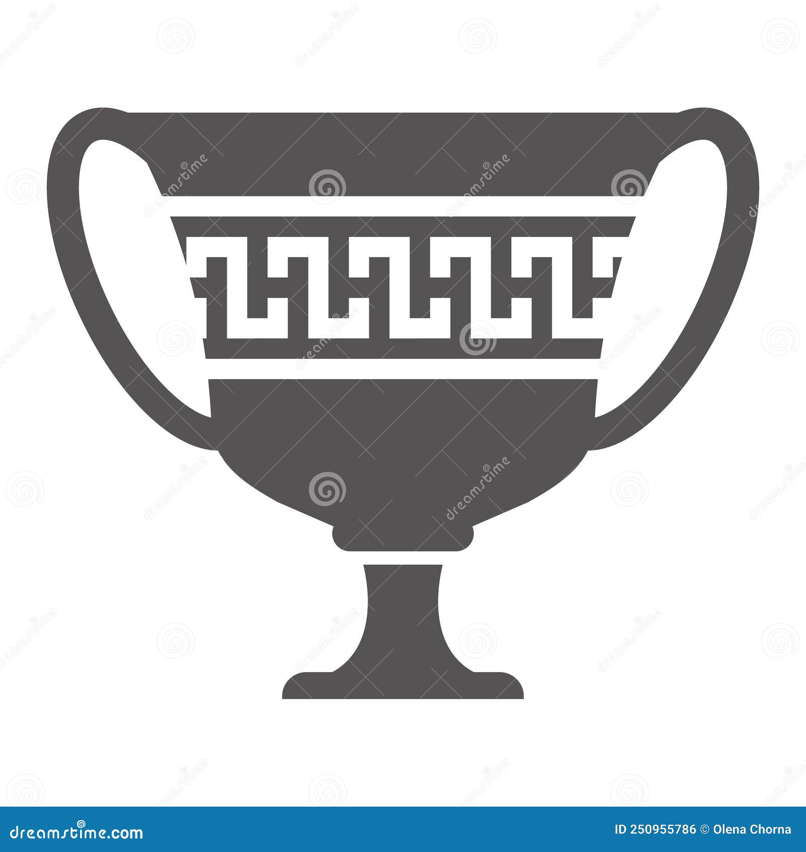 Greek Vase Silhouette. Ancient Amphora and Pot with Meander Pattern