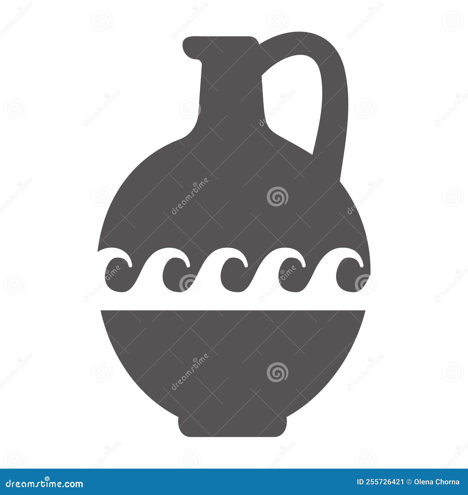 Greek Vase Silhouette. Ancient Amphora and Pot with Meander Pattern