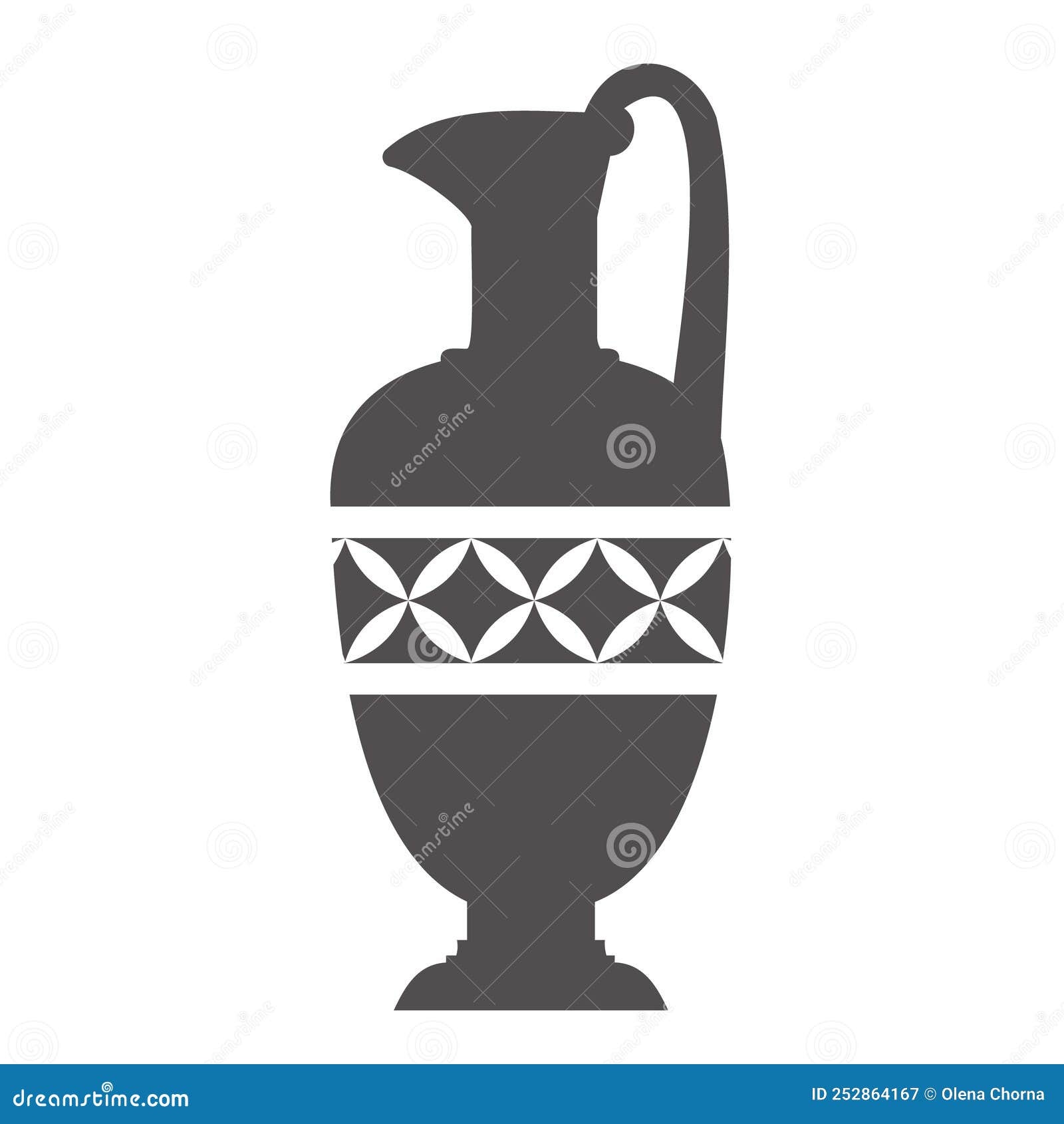 Greek Vase Silhouette. Ancient Jug and Pot with Meander Pattern. Glyph