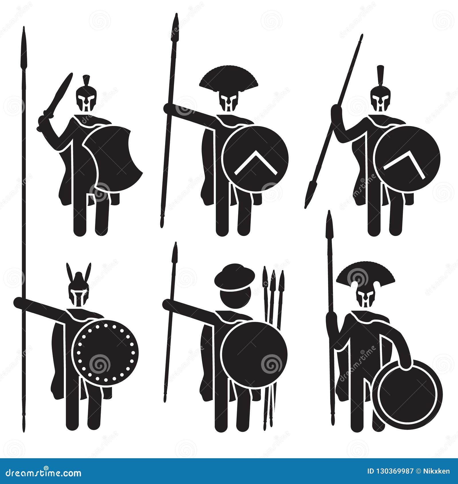 greek warriors icon set. spartans, macedonian phalanx and others. .