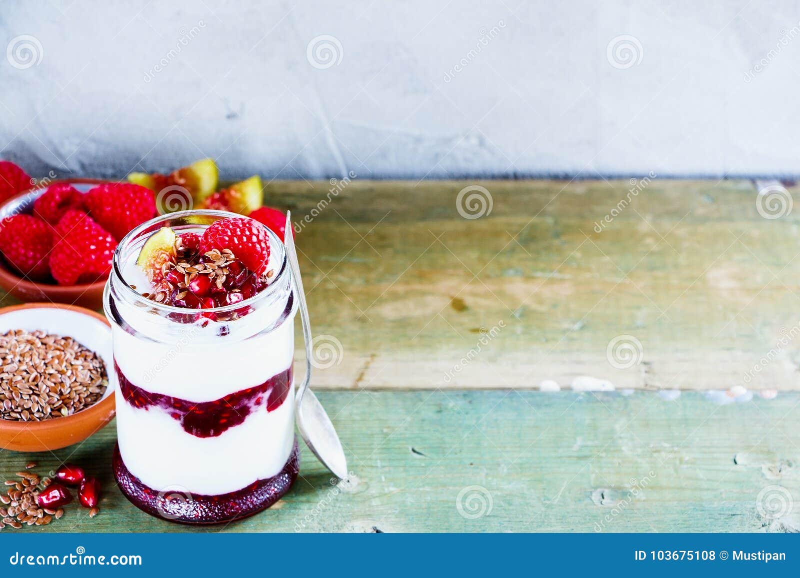 Greek yogurt and berries stock photo. Image of diet - 103675108