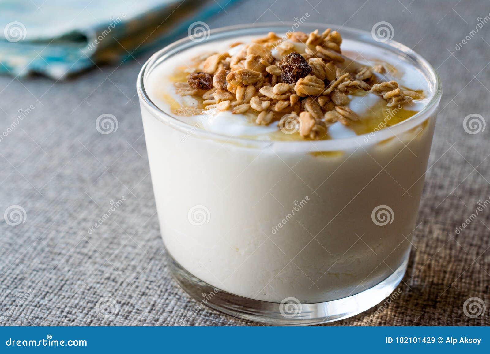 Greek Yogurt with Honey and Granola Stock Image - Image of concept