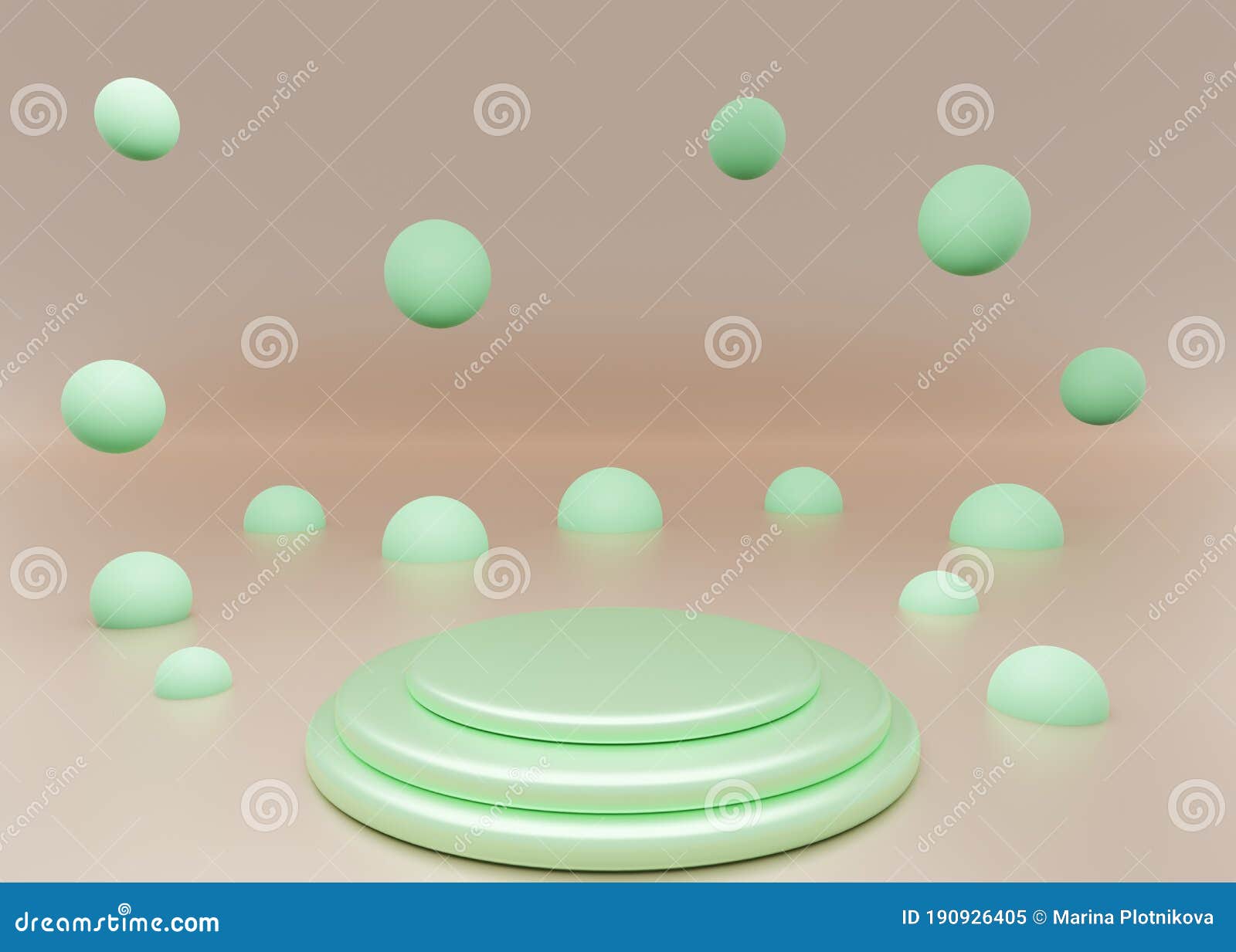 green abstract background with podium and sphere. backdrop  for product promotion. 3d rendering