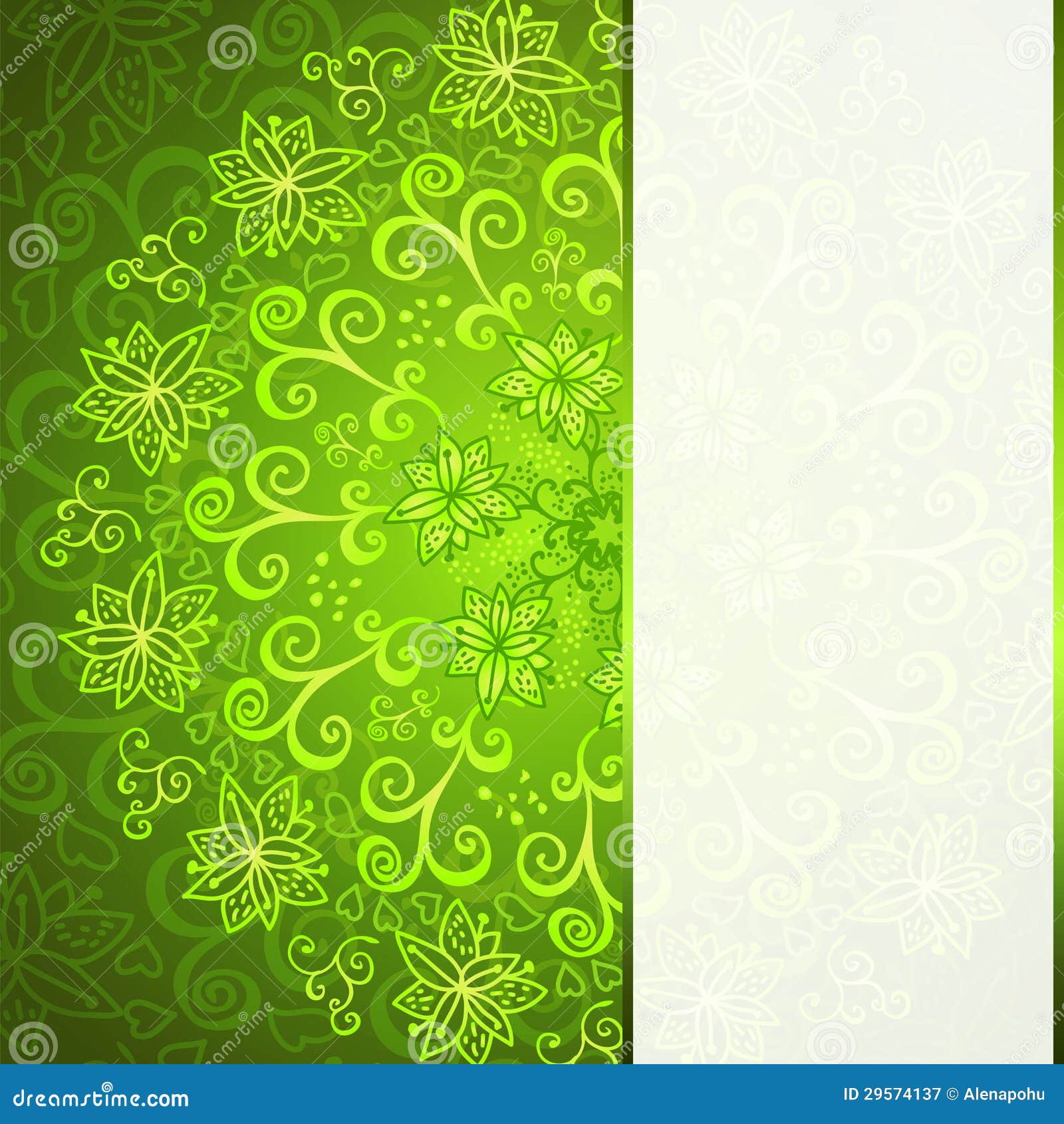 Green Abstract Floral Ornament Background Stock Vector Illustration