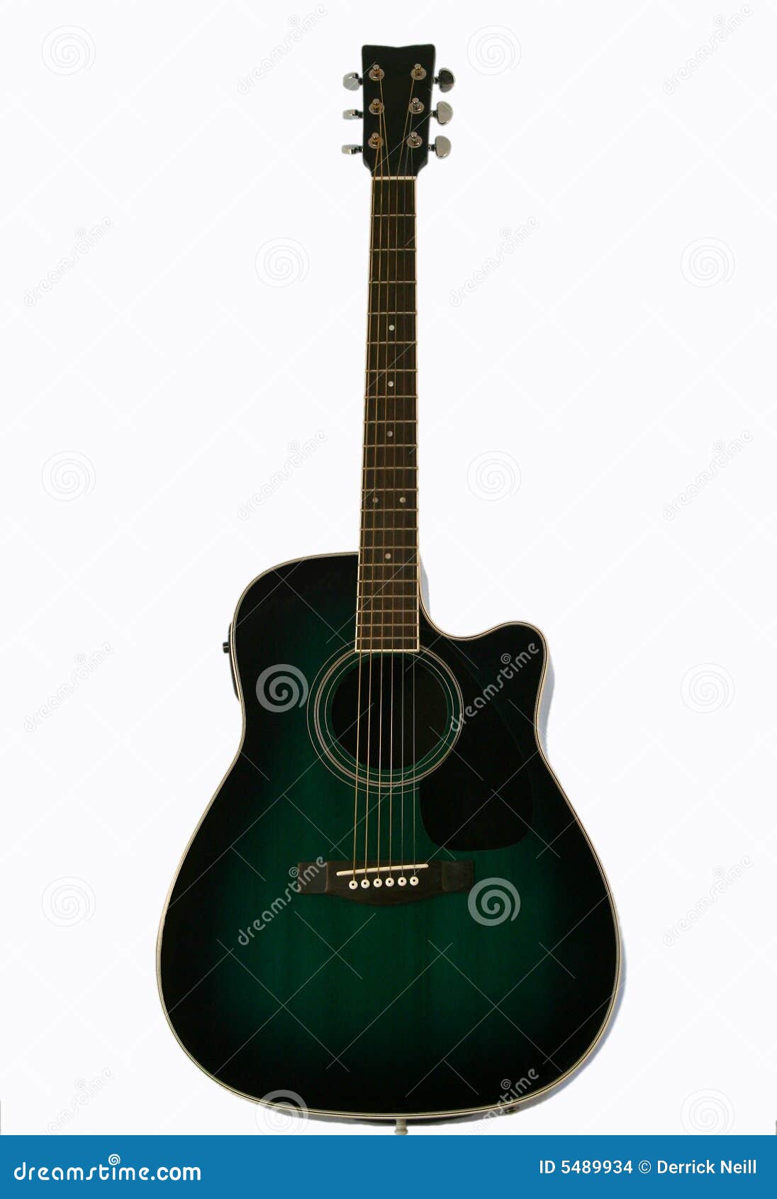 A Green Acoustic Electric Guitar Stock Photo Image of black, guitar