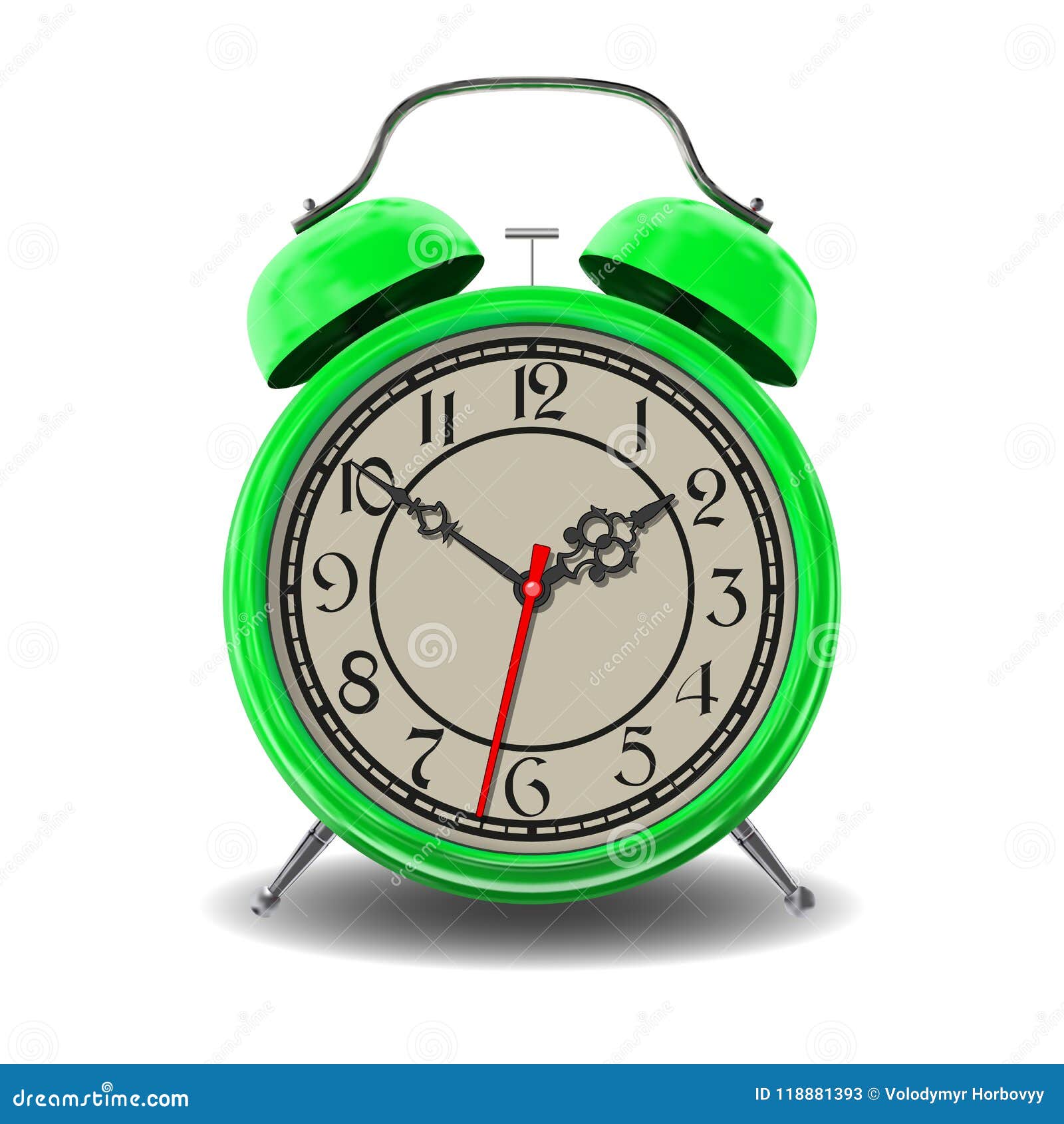 Green alarm clock. stock vector. Illustration of wake 118881393