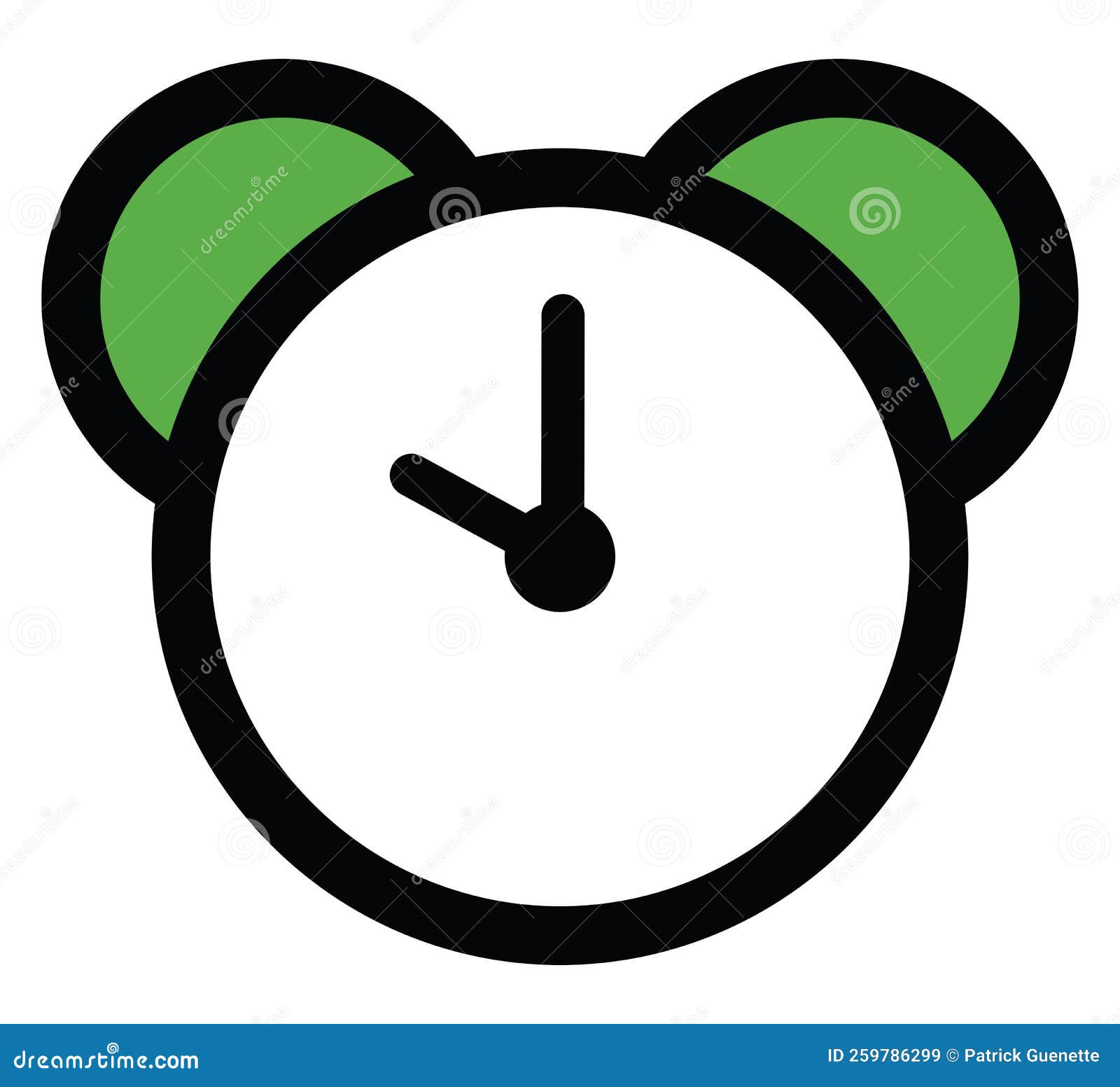 Green alarm clock, icon stock vector. Illustration of circle 259786299