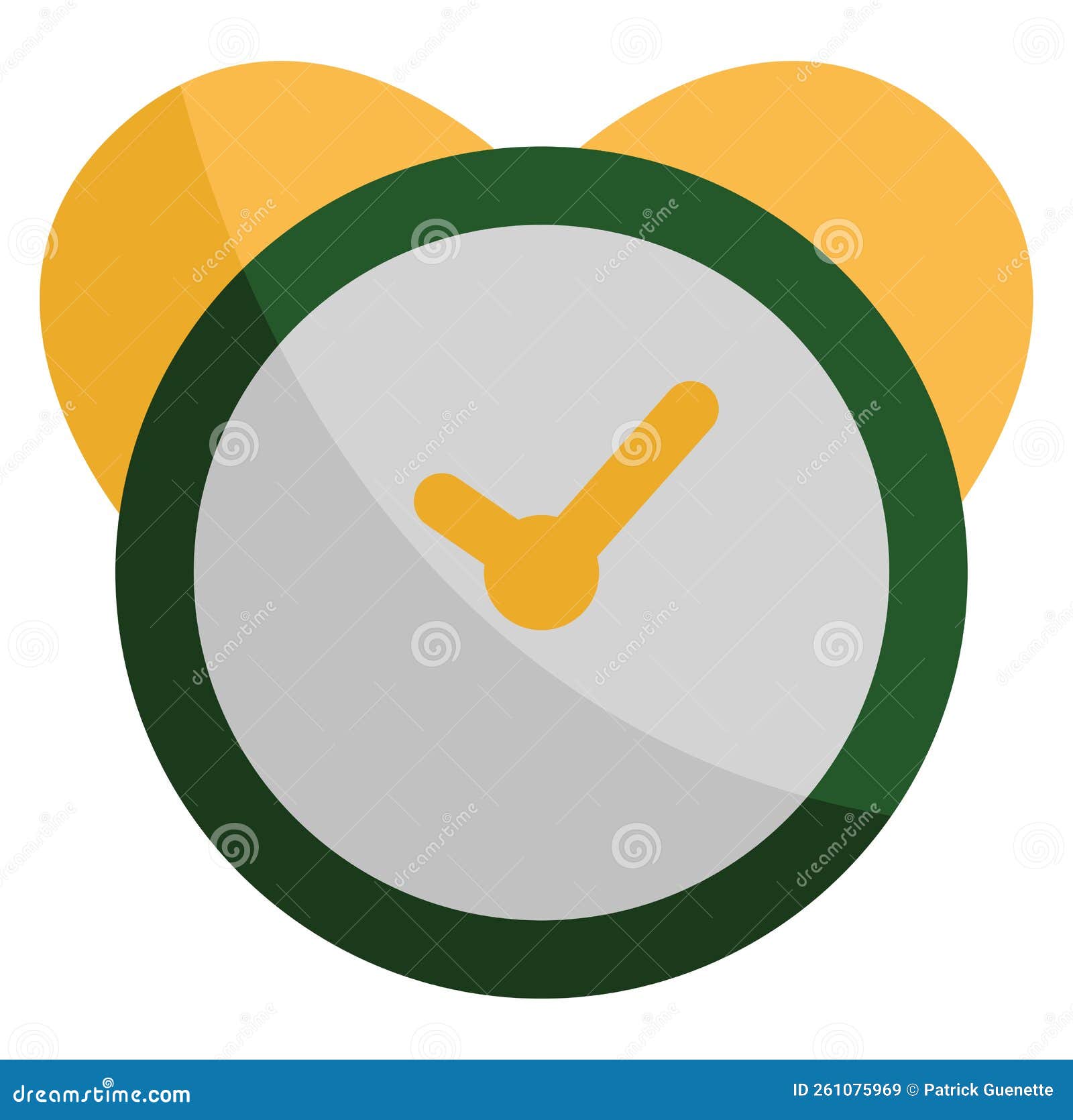 Green alarm clock, icon stock vector. Illustration of clock 261075969