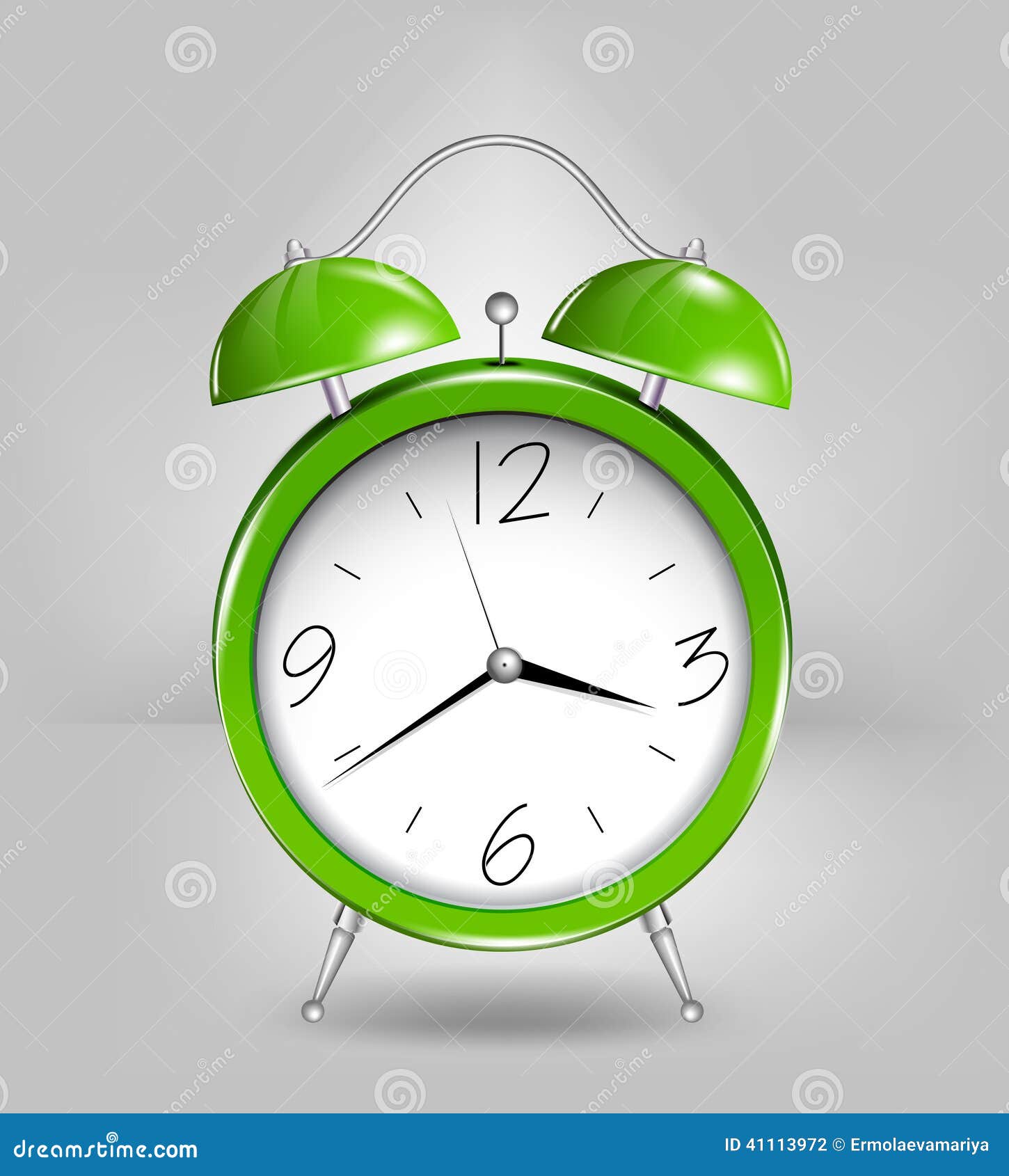 Green alarm clock. Vector stock vector. Illustration of hour 41113972