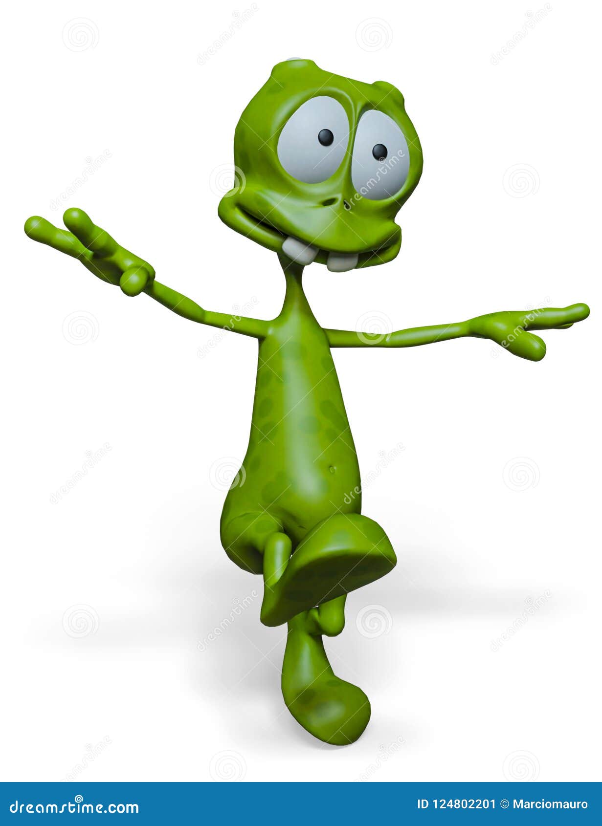 green alien exploring arround