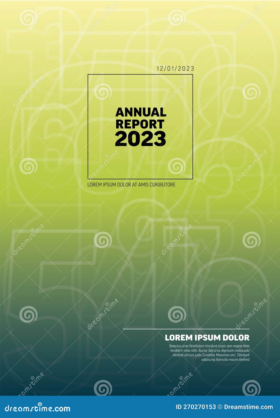 Green Annual Report Front Cover Page Template with Big Numbers Stock