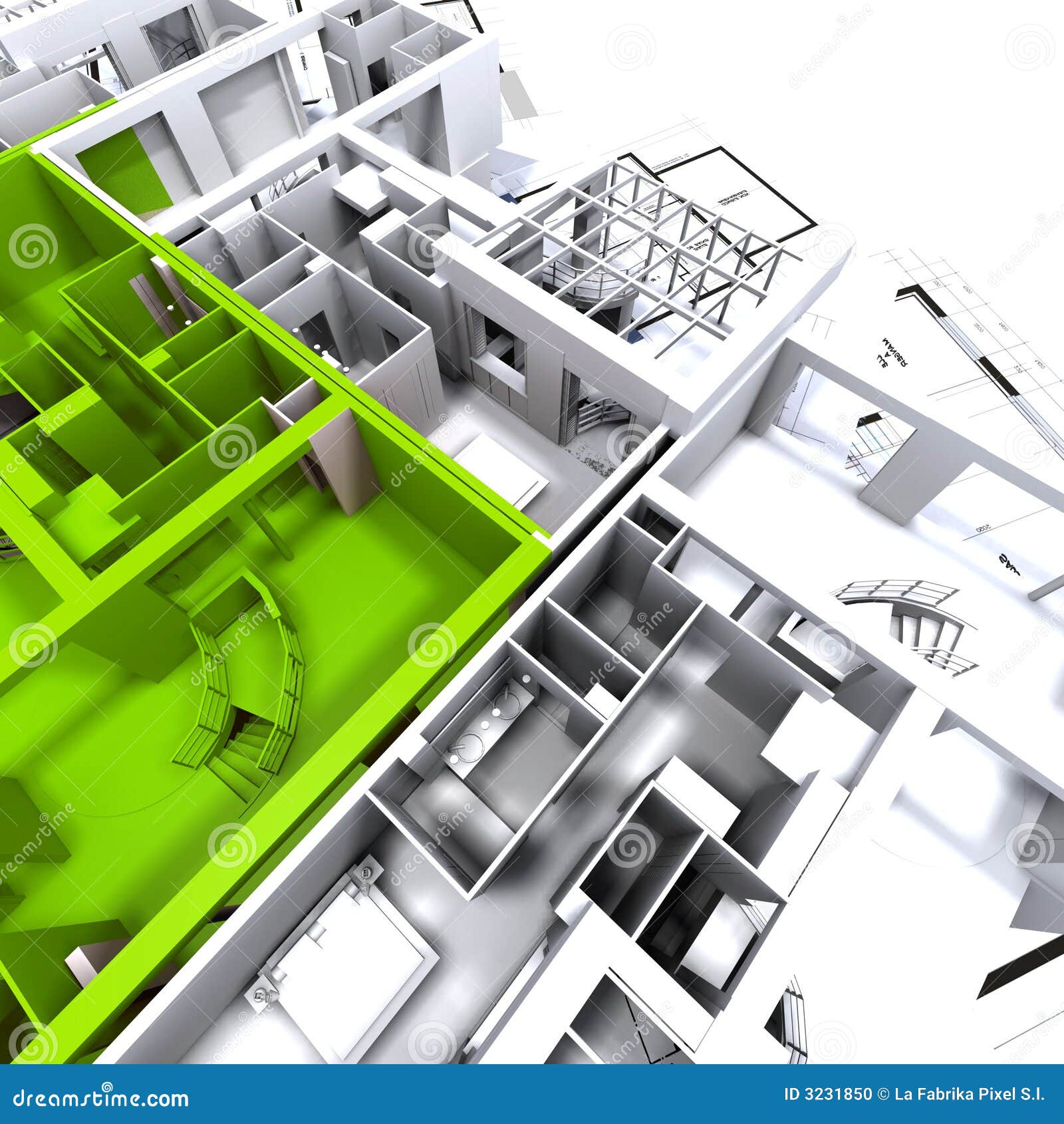 Green Apartment Mockup on Blue Stock Illustration Illustration of