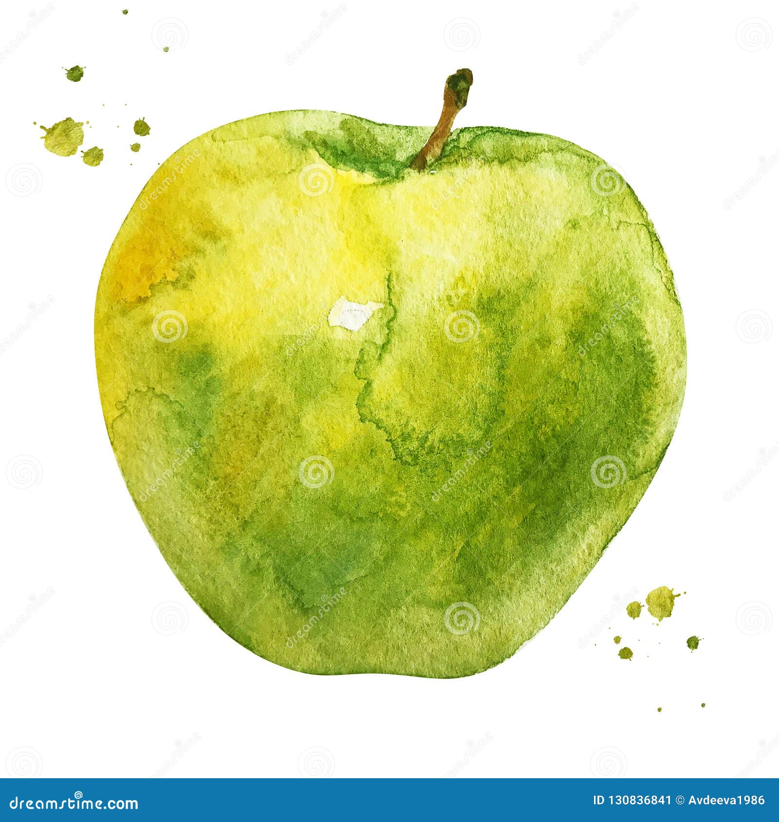painting Green apples watercolor illustration fresh fruits digital