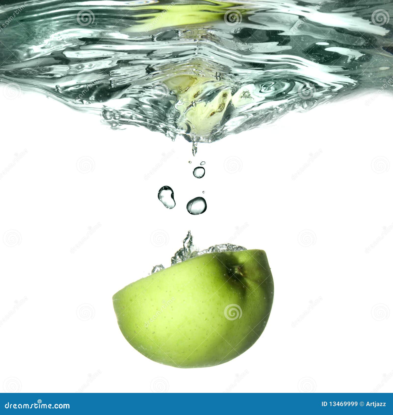 Green Apple Dropped into Water Stock Image Image of dropped close 