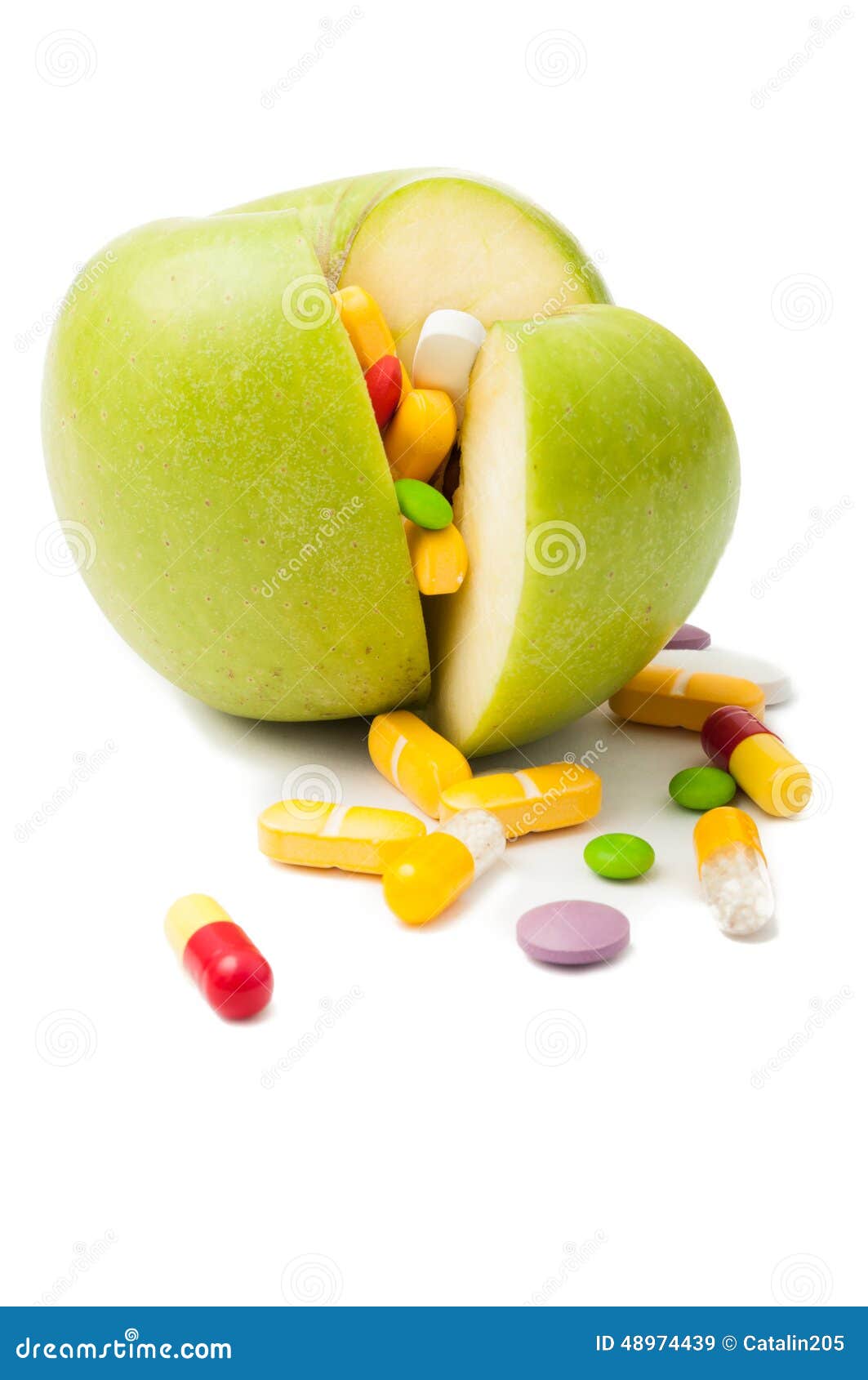 Green Apple Filled with Drugs Concept Stock Image Image of medical