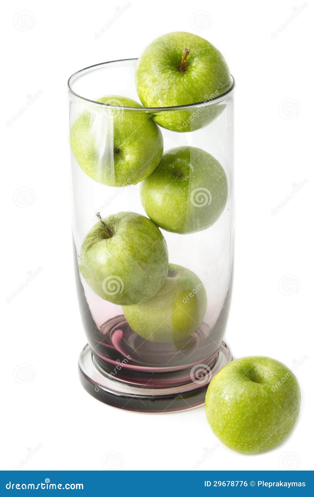 Green apple in glass bowl stock photo. Image of refreshment 29678776