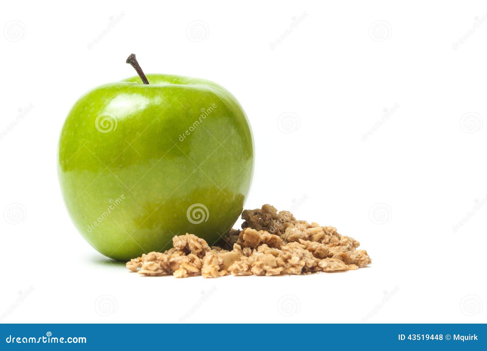Green apple with granola stock photo. Image of delicious 43519448