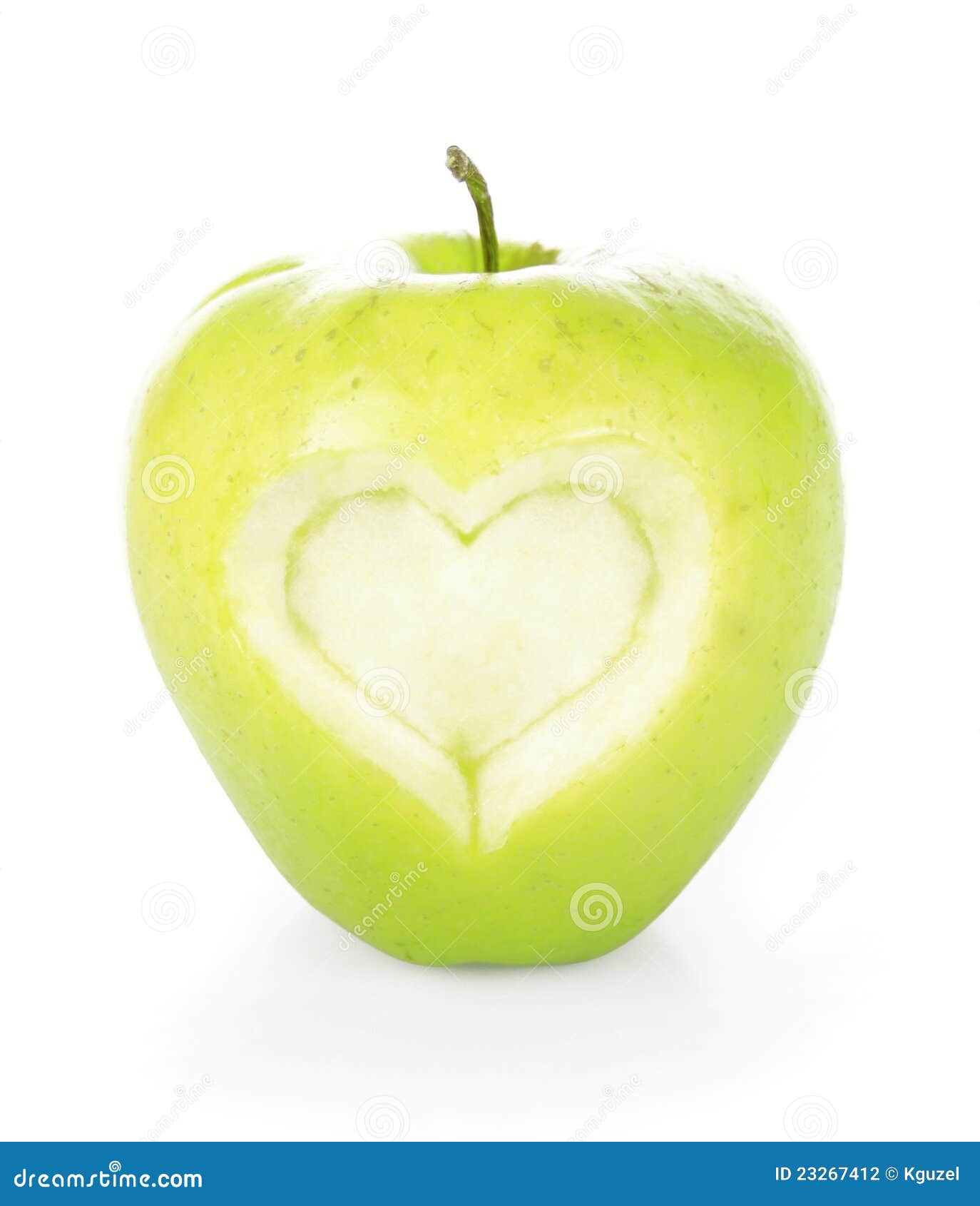 Green Apple With A Heart Shaped Cutout Stock Photo Image of isolated